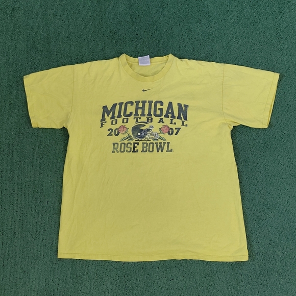 VINTAGE 2007 Nike Rose Bowl Michigan Wolverines Center Check T Shirt Size XL - Picture 1 of 7